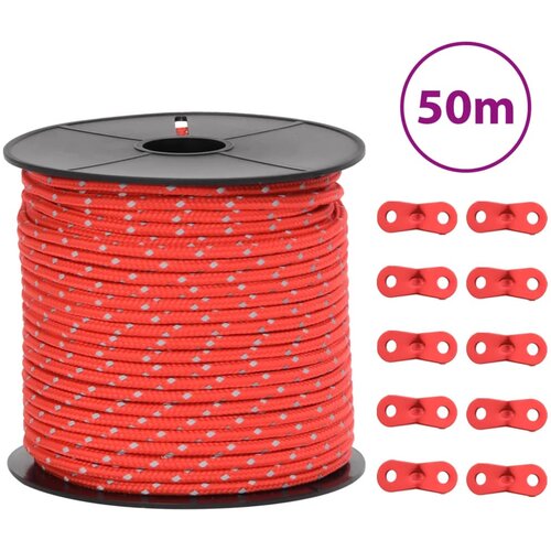 VidaXL Uže za &amp;scaron;ator s reflektirajućim prugama i ključevima 50 m 4 mm Slike