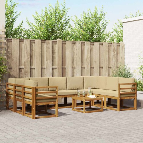  Set vanjskih sofa s jastukom 10 pcs Prirodna i bež Cijene