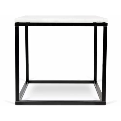 TemaHome Kavna mizica s črnim podnožjem in belo marmornato ploščo TemaHome Prairie, 50 x 50 cm