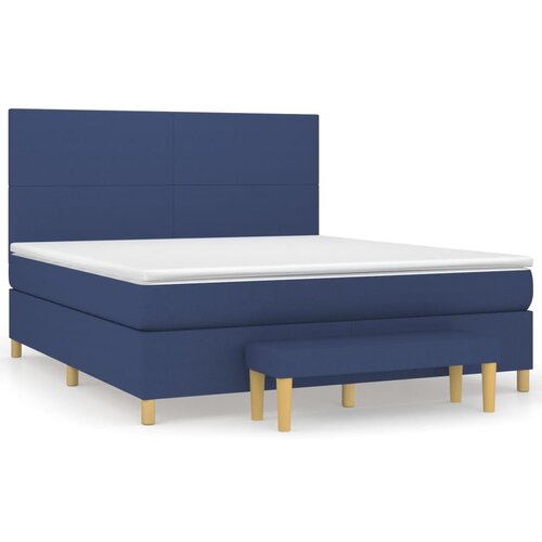 VidaXL Krevet s oprugama i madracem plavi 160x200 cm od tkanine Slike