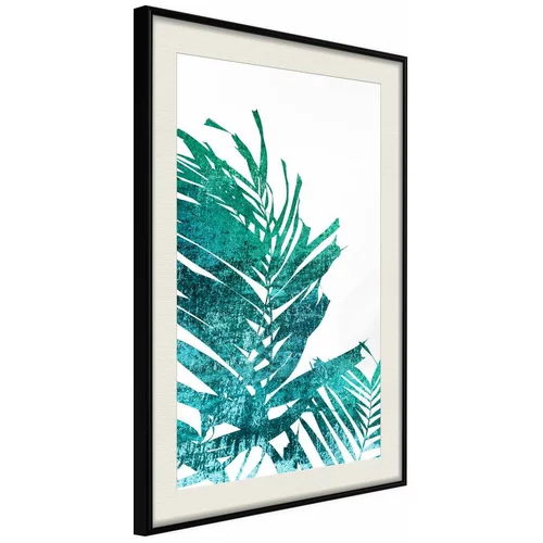  Poster - Teal Palm on White Background 20x30