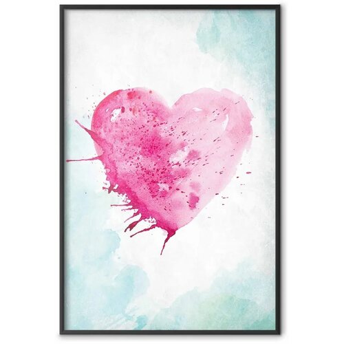  Plakat - Watercolor Heart 60x90 Crni okvir Cene