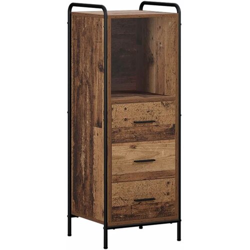  Set ormarića za kupaonicu 4 kom. Staro drvo 40 x 36 x 200 5 cm - Staro drvo Kupaonski ormarić (1 vrata i 1 polica) + viseći orma Slike