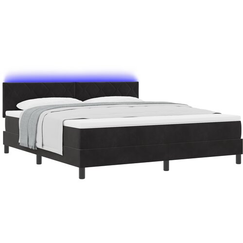 vidaXL Box Spring postelja z vzmetnico in LED črna 180x200 cm žamet Cene