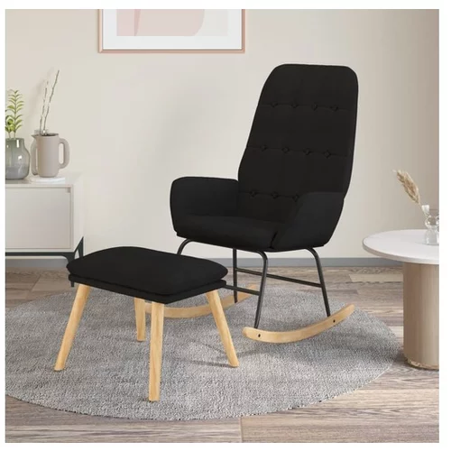  Gugalni stol s stolčkom za noge črna blago