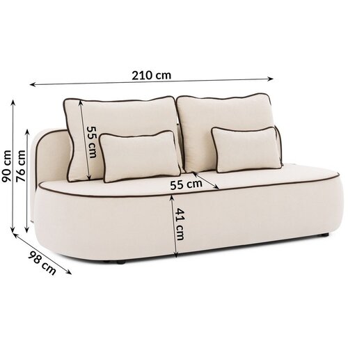 Ropez Smeđa/krem bar&amp;scaron;unasti sklopiva/s prostorom za odlaganje sofa 210 cm Saga &amp;ndash; Slike