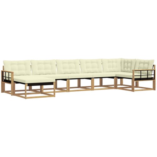 vidaXL Zunanja garnitura za sedenje z blazino 7 pcs Bela in krem, (5000282013) Cene