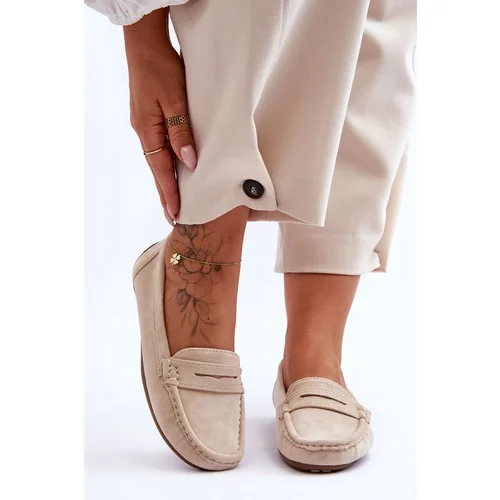 Kesi Women's suede moccasins beige Lenvie