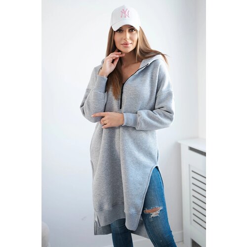 Kesi Insulated sweatshirt with slits on the sides in gray color Cene