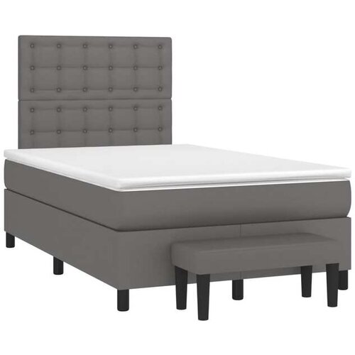 vidaXL Box spring postelja z vzmetnico siva 120x190 cm umetno usnje Cene