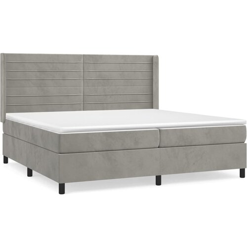 Maison Chic Box spring postelja - Vzmetna postelja z vzmetnico svetlo siva 200x200 cm žamet SL21833, (21892174) Cene
