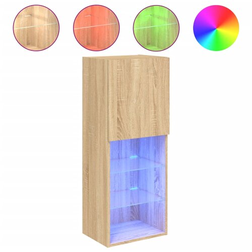  ormarić s LED svjetlima boja hrasta sonome 40,5x30x102 cm Slike
