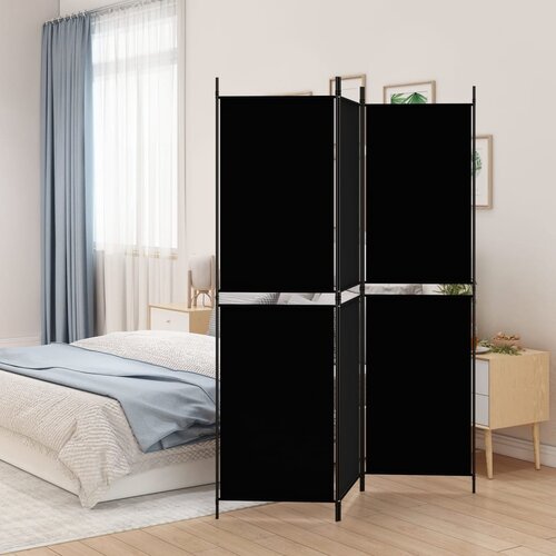 vidaXL sobna pregrada s 3 panela crna 150 x 180 cm od tkanine Cene