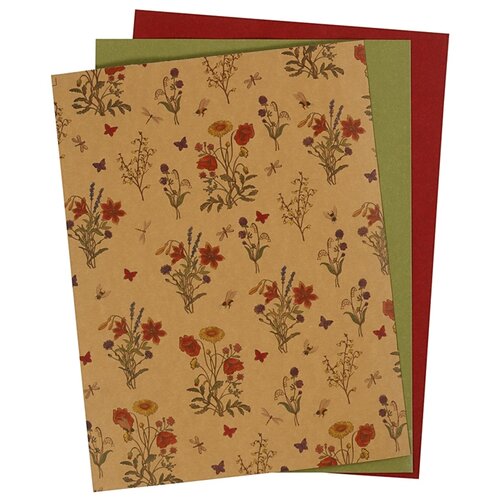  Hartija od umjetne kože Flowers - 3 lista u jednom pakiranju (papir od) Slike