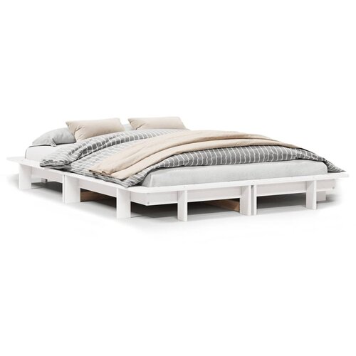 vidaXL Okvir kreveta bez madraca bijeli 140x200 cm od masivne borovine Cijene