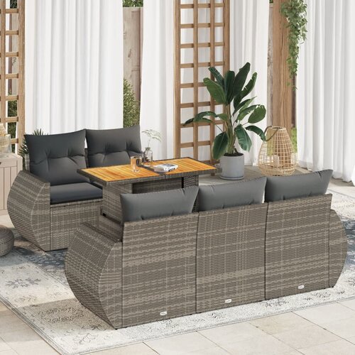 VidaXL 6-dijelni set vrtnih sofa od poliratana s jastucima sivi Slike