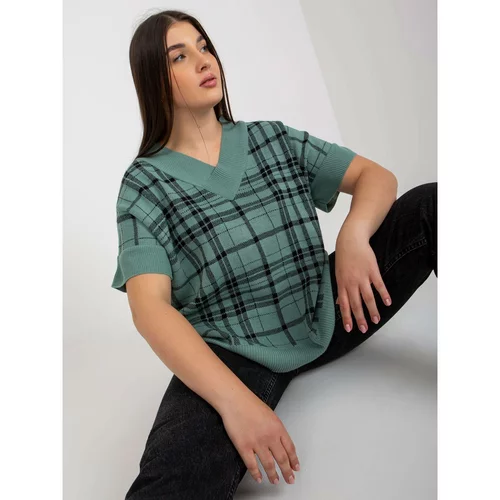 Fashion Hunters Mint knitted plus size vest in a plaid