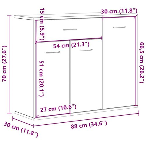VidaXL Bivak Artisan Oak 88x30x70 cm Inženirski les Slike