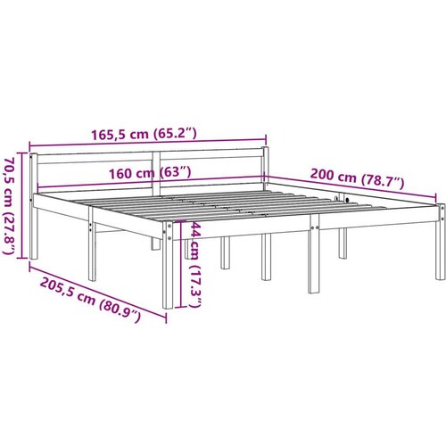 VidaXL Krevet za starije osobe vo&amp;scaron;tano smeđi 160 x 200 cm od borovine Slike