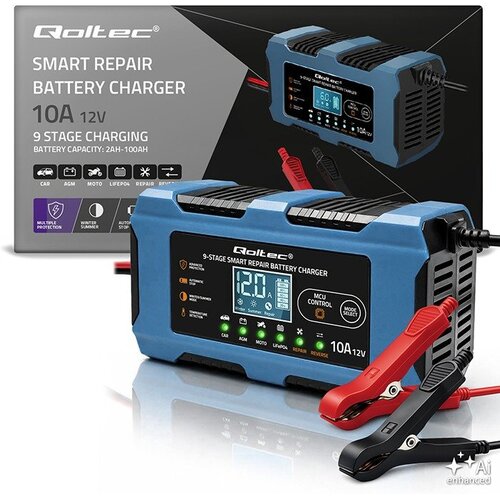 Qoltec 52668 pametni polnilec akumulatorjev 12 V / 10 A s funkcijo regeneracije Slike