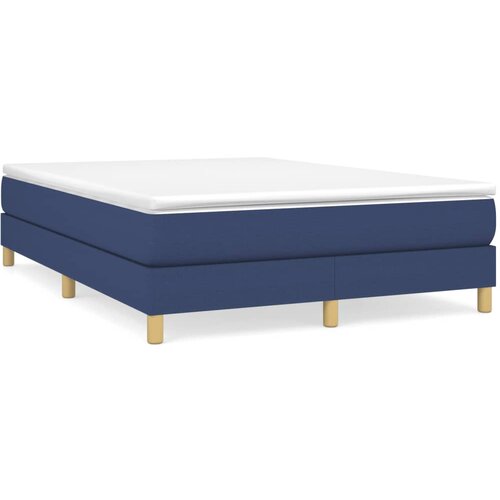 VidaXL Box spring posteljni okvir moder 140x200 cm blago, (20600890) Slike