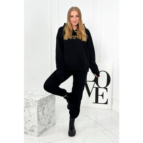 Kesi Insulated cotton set, sweatshirt with embroidery + trousers black Cijene
