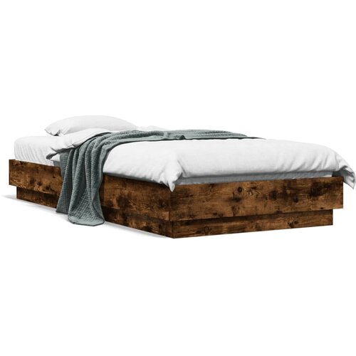vidaXL Okvir kreveta s LED svjetlima dimljena boja hrasta 90 x 190 cm Cijene