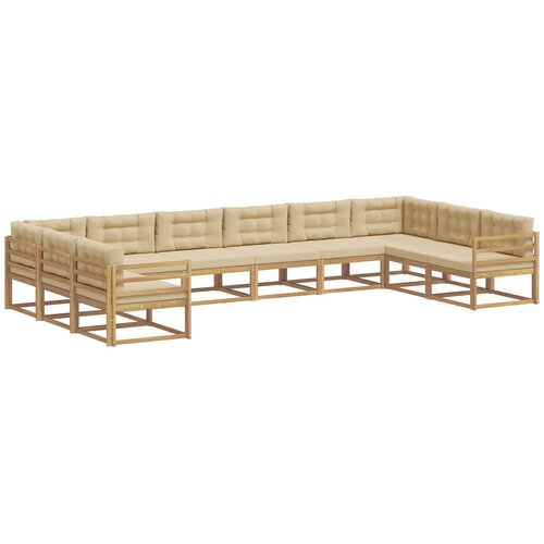 vidaXL Zunanja garnitura za sedenje z blazino 10 pcs Bela in bež, (5000279480) Cene