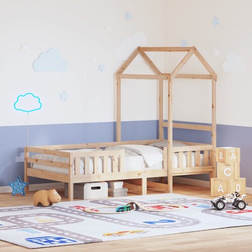 The Living Store Posteljni okvir s streho 75x190 cm trdna borovina - Posteljni Okvir, (21529321) Slike
