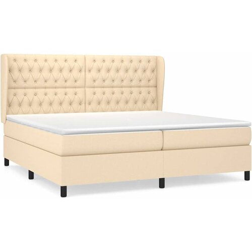  Krevet s oprugama i madracem krem 200 x 200 cm od tkanine Slike