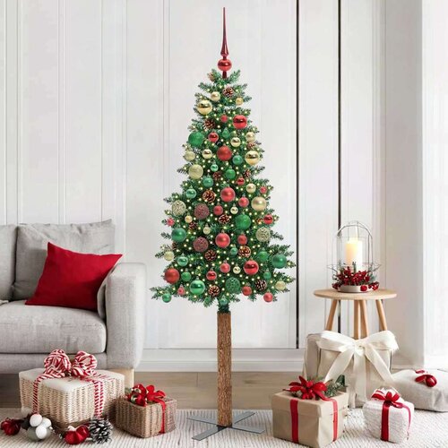 vidaXL Ožja jelka med 300 LED Zelena 180 cm PVC in trden bor Cene