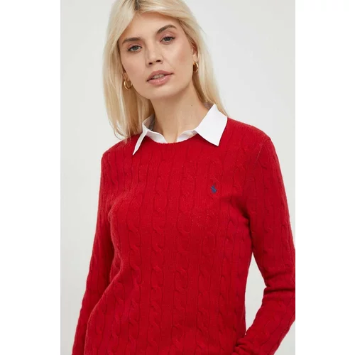 Polo Ralph Lauren Vuneni pulover za žene, boja: crvena, lagani