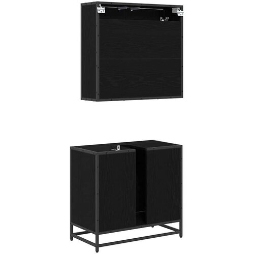 vidaXL Set namještaja za kupaonicu 2 pcs Crni hrast 65 x 33 x 60 cm Cene