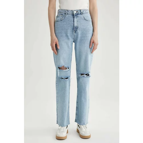 Defacto 90's Wide Leg Ripped Detailed Jean Long Trousers