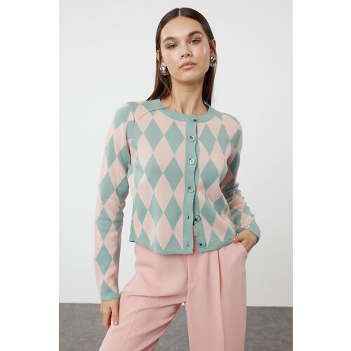 Trendyol mint crop knitwear cardigan Slike