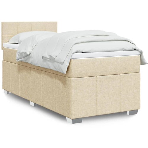 vidaXL Box spring postelja z vzmetnico krem 90x200 cm blago Cene