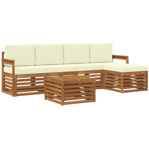  Set vanjskih sofa 6 kom. Prirodna i krem Bijela 59 x 59 x 37 cm Slike