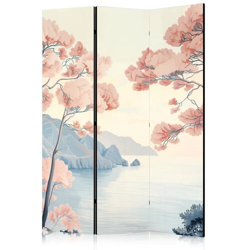  Paravan - Landscape with the Ocean - Cliffs - and Trees in Delicate Pink Shades 135x172 Akustični Cene