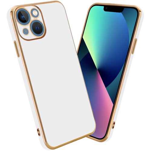 Cadorabo Ohišje, združljiv z Apple v sijajnem belem - zlati - zaščitni pokrov iz fleksibilnega silikona TPU in z zaščito pred kamero, (20593733) Cene