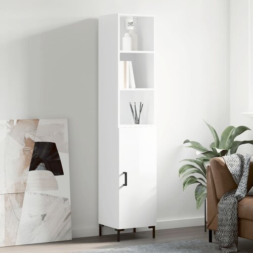 The Living Store Visoka omara visok sijaj bela 34,5x34x180 cm inženirski les - Visoka Omarica, (21429006) Slike