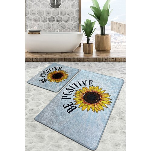  Be Positive Djt Multicolor Bathmat Set (2 Pieces) Cene