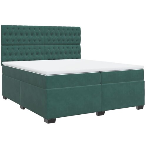 vidaXL Box spring postelja z vzmetnico temno zelena 200x200 cm žamet, (21308727) Cene