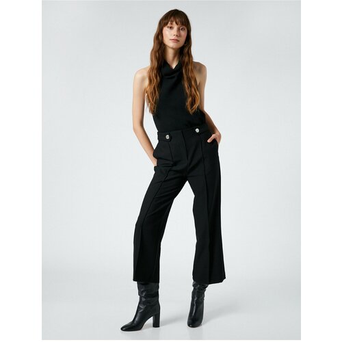 Koton Fabric Trousers Crop Wide Leg with Buttons Pocket Detailed. Cene