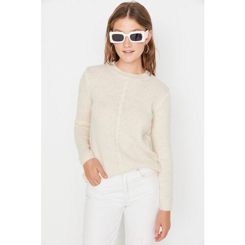 Trendyol Beige Hair Knitted Knitwear Sweater Slike
