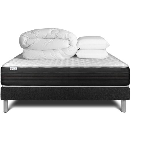 VITALIT Kompletni paket za posteljo - Vzmetnica 160x200 cm + vzmetnica z letvami (komplet) + 2 vzglavnika + odeja - Vitalmemo One, (21613778) Slike