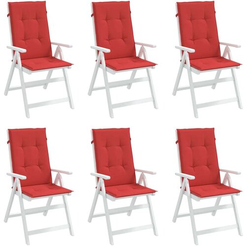 VidaXL jastuci za vrtne stolice 6 kom crveni 120 x 50 x 3 cm Slike