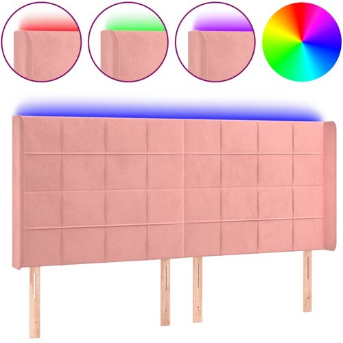 Maison Chic led posteljno vzglavje - vzglavna omarica - nočna omarica roza 203x16x118/128 cm žamet, (21710634) Cene