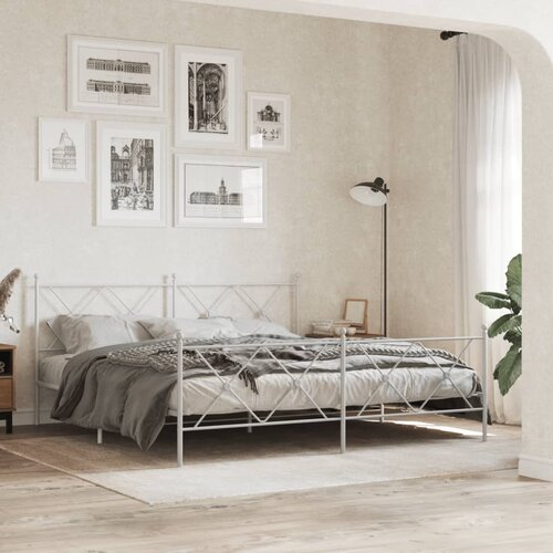 Furnova Kovinski posteljni okvir z vzglavjem in vznožjem bel 180x200 cm, (21935475) Slike