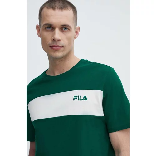 Fila Pamučna majica Lankaran za muškarce, boja: zelena, s aplikacijom, FAM0680
