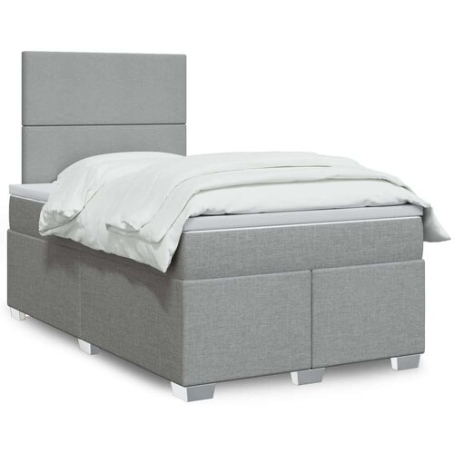 vidaXL Boxspring postelja z vzmetnico svetlo siva 120x190 cm blago Cene